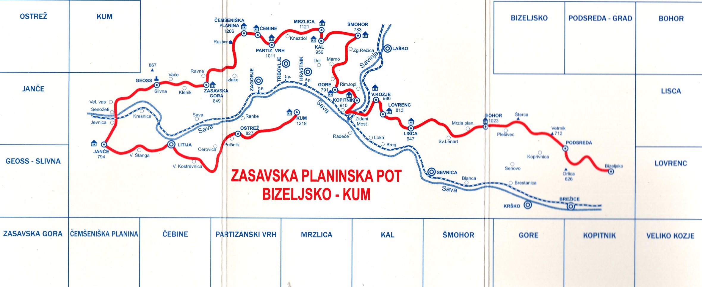 Potek Zasavske planinske poti